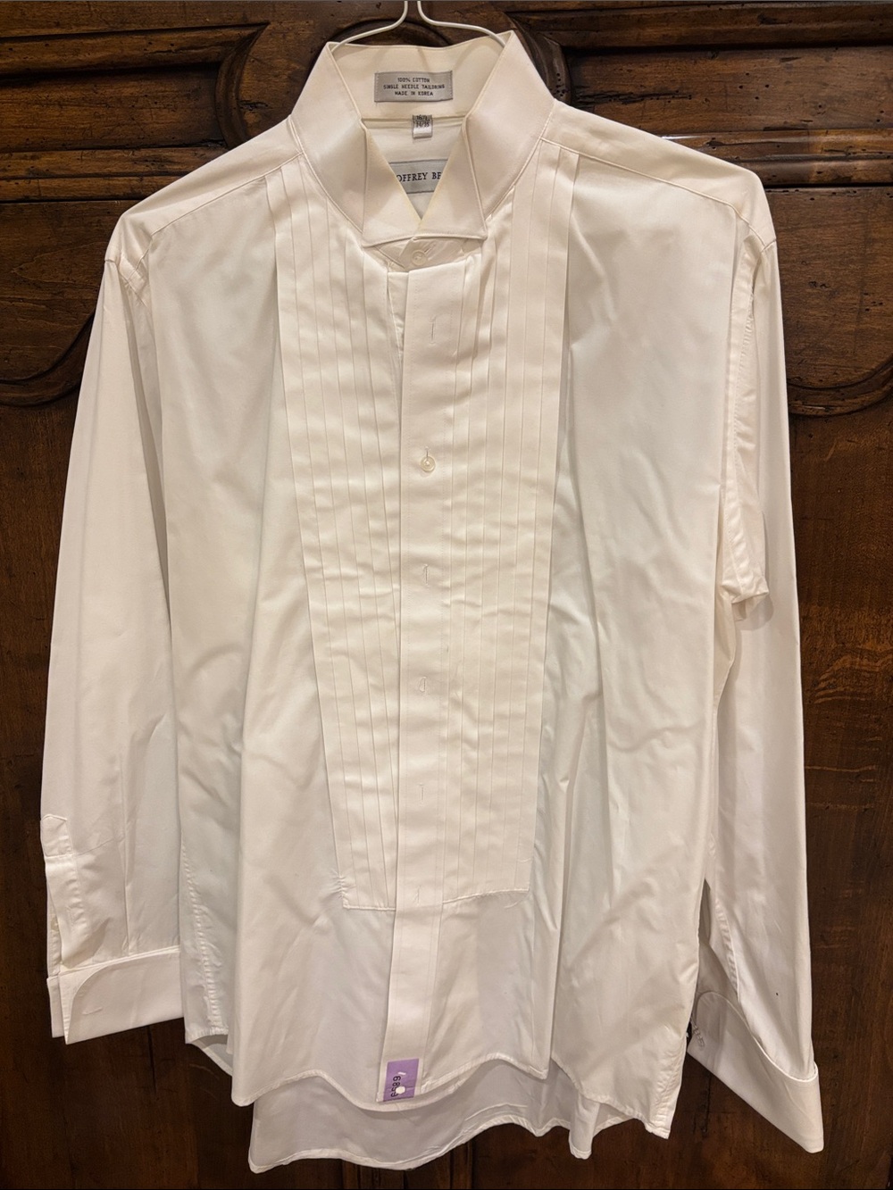Geoffrey Beene White Pleated Dress Shirt